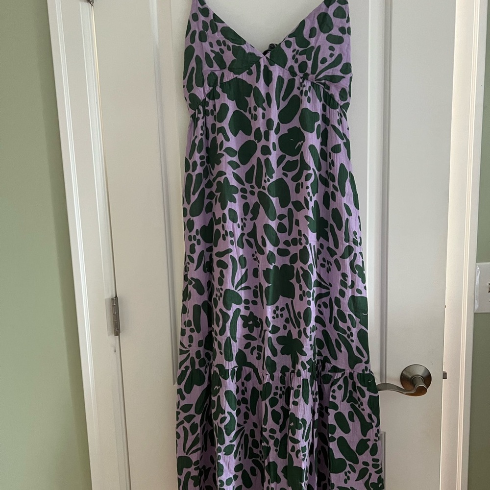 Purple and Green Patterned Maxi Dress